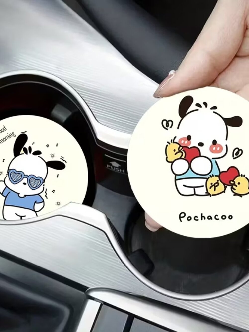 #CAR-583 Hello Kitty & Friends - Pochacco Car Coasters